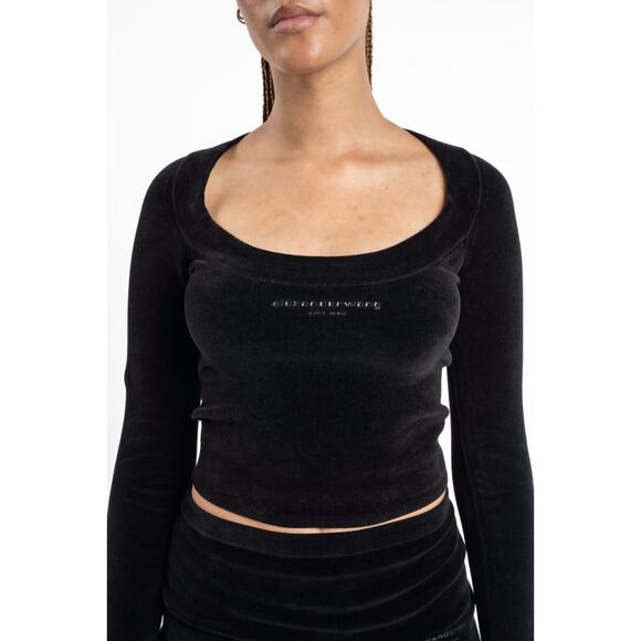 Alexander Wang Logo Scoop Neck Long Sleeve Sweater Top Designer Authentic Small - Picture 1 of 12